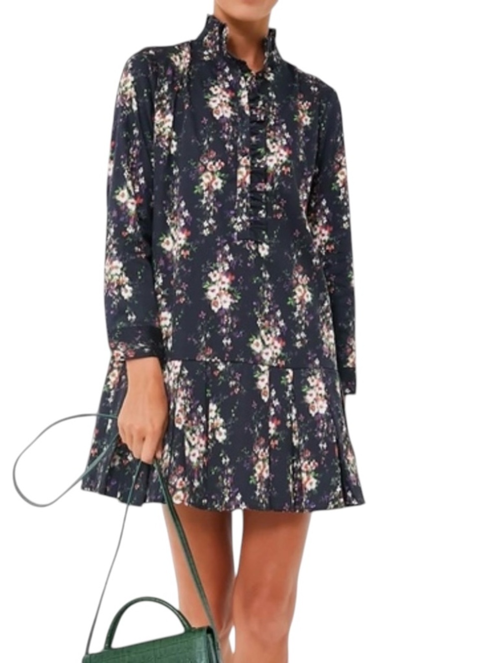 Tuckernuck Black Floral Drop Waist Dress Sz L